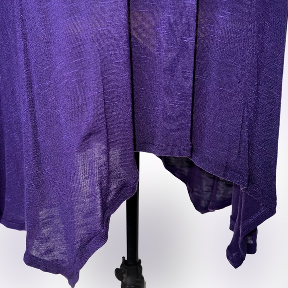 Cato purple pullover long sleeve curvy tunic v neck collar gathered cuffs sz L - Picture 7 of 7